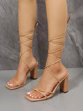 Breakj 2025 Large-Size Women's Shoes Outside Wearing The Square Head With The Explosion Of Rough And Roman Women Strap