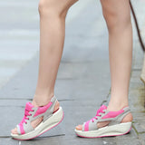 Breakj Fish Mouth Thick Soles High Rocking Shoes Sandals Korean Version Of Casual Pine Women's Shoes Fashion Sports Casual Net Cloth