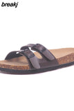2023 New Summer Cork Slippers Women Casual Solid Color Flip Flops Holiday Beach Outside Slides