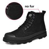 Warm Winter Men Boots Genuine Leather Ankle Boots Men Winter Work Shoes Men Military Fur Snow Boots for Men Botas