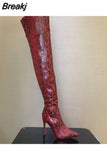 Women Over The Knee Boots Leather Thigh High Boots 2023 Autumn Winter Ladies Fashion 10.5CM high Heel Boots Long Shoes