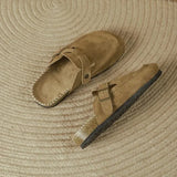 Sandals Women 2023 Couple Slippers Retro Suede Sandals Solid Color Belt Buckle Women's Shoes Light Comfortable