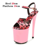 Leopard Women Shoes Pole Dance Sandals Stripper Sexy Combat Fetish High Heels Summer Platform Shoes Party Club 20 CM