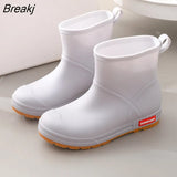 Boots Women Ankle Shoes Waterproof Rain Rubber Shoes for Rain Day 2023 New Slip on Female Short Boots Solid Warm