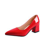 New Style Pointed Sexy Thick Heel Shoes Solid Color Fashion Versatile Shoes Wedding Banquet Celebrity Style Talon