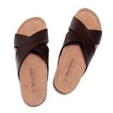 2023 Fashion Men Beach Cross Cork Slippers Summer Unisex Solid Color Non-slip Outside PU Leather Slide