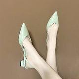 New Fashion All-match Temperament Women's Single Shoes Solid Color Square Heel Pointed Toe Toe Shoes Shoes for