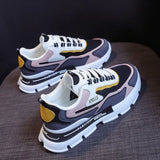 Women Casual Shoes Lovers Leather Dad Platform Chunky Sneakers Harajuku Flat Thick Sole Tenis Wedge White Basket