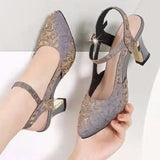 2023 High Heels New Solid Color Sandals Summer One Word Buckle Comfortable Baotou Sexy Single Shoes Women Casual