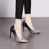 Color Pointed Toe Shallow 10CM High Heels Pumps Women Shoes2023 Office Mixed Colors Thin Heels Rubber Sole Ladies
