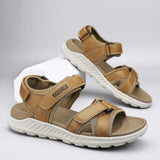 men sandals outdoor Leisure Chunky Bottom Sewing Breathable Hollow Slip-On Genuine Leather Men Business Sandals