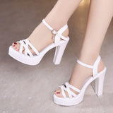 10Cm Waterproof Platform Large-Size Sandals Women Large-Size High Heels Sexy Thin Fish Mouth High-Heeled