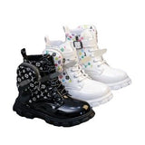 Breakj And Girl Baby Fashion Pocket Martin Boots 2023 New Cute Round Head Side Zipper Short Fashion