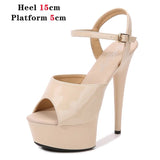 Leopard Sandals Pole Dance Shoes Stripper Sexy Combat Fetish High Heels Women Platform Shoes Party Club 15 17 CM