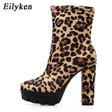 2022 New Fashion Autumn Winter High heels Ankle Boots Women Thick Heel Platform Boots Ladies Worker Boots size 41