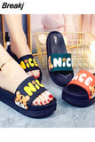 Home Slippers Women Slides Shoes Cartoon Animal Casual Girl Flip Flops Slide Sandals Beach Slides Bathroom Outer