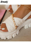 Flat Summer Sandals Chain Fashion Shoes Casual Comfort Sandals Shoes for Women Platform Sandals Open Toe Shoes