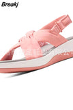 Women Sandals 2023 Summer Closed Toe Roman Sandals Women Bow Platform Wedges Sandals Women Sandals Plus Size