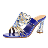 Women's sandals fashion new slippers women's sandals leather slippers thick heel diamond large size sandals