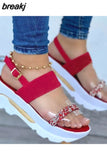 Women Sandals Summer Heels Sandals With Wedges Shoes For Women Peep Toe Platform Sandalias Mujer Brand Shoes On Heel Luxury