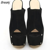 Ultra Thin High Heels 16 CM Ladies Slippers Mules Fashion Open Toe Slip-On Platform Sandals Shoes Women