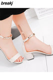 String Bead Summer Women Sandals Open Toe shoes Women's Sandles Square heel Women Shoes Korean Style Gladiator Shoes