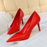 Breakj Korean Version Of Fashion Simple And Versatile Women's Shoes Fine Heel High Heel Shallow Mouth Pointed Professional OL Show Thin Women's Single