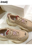 Size 35-40 Casual Sneakers Real Leather High Heels Shoes For Women Summer 2023 Fashion Platform Pumps Chunky