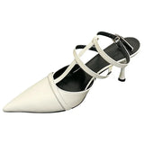 Pointy Sexy Women's Strapping Sandals Leather Roman High Heels Party Versatile Women's Stiletto
