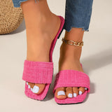 Flat-Bottom Hairy Slippers Women's New Square Head Presses Towel Cotton