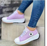 Breakj Women's Spring And Autumn Canvas Shoes Breathable High-Breed Casual Women's Shoes Thick Soles With High-Heeled