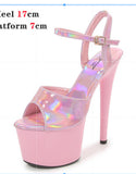 Breakj Lacquered Leather Sandals High Heels Sexy Black Waterproof Platform Hate Day High Slippers Female