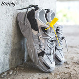 Mesh Chunky Heels 5cm Womens Platform Sneakers Male's Couples Vulcanized Shoes Casual Female White for Spring