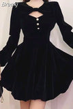 One Piece Dress Korea Long Sleeve Party Mini Dress Evening 2023 Spring Vintage 2 Piece Dress Set Women Hollow Out