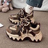 sneakers Women's Chunky Sneakers Black brown Platform Tennis Shoes for Women Thick Bottom Breathable Sports Dad