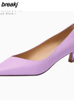 Size 33-40 Women Pumps Real Leather 2023 Summer Low Heels For Ladies Pointed-Toe Sexy Kitten Heel Shoes Luxury