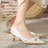 Spring and Summer New Stiletto French Single Shoes Pointed Toe Wedding Shoes Bride Bridesmaid Shoes Plus Size Women's