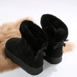Breakj Thick Snow Boots A Foot Pedal 2025 Winter New Thick-Soled Furry Bows Warm Large Cotton