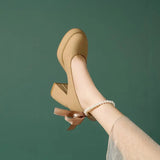Breakj Jane Shoes In The Spring Of 2024 New Bow Pearl With High Heels Fairy Wind Coarse Single