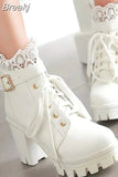 High Heeled Ankle Boots For Women 2023 Korean Style Sweet Ankle Buckle Strap Short Boots Comfy Walking Boots