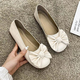 Summer 2023 Women Flats Korean Style Square Toe Office Lady Shoes Simply Casual Bow-knot Comfy Walking Shallow