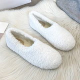 moccasins femme winter cotton home shoes women warm plush loafers comfy curly sheep fur flats woman large size