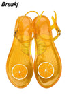 Women Slippers Transparent PVC Fruit Decoration Sandals For Ladies Summer Outdoor Buckle Strap Beach Shoes Female Fashion