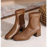Breakj Boots Women 2025 New Autumn And Winter Korean Version Of The Square Head And Zipper High And Velvet Cylinder Thin Short