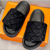 Magic Sticker Flat Slippers 2024 Summer New Designer Luxury Sandals for Women Elegant Home Flat Slippers Zapatos De