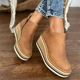 Women Short Boots Round Toe High Top Platform Wedges Retro Booties Soft Leather Zipper Comfortable Ankle Boots for