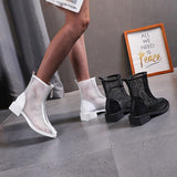 Hollow Chelsea Short Boots Women 2023 New Summer Thin Section Breathable Thick Heel Martin Boots Female High Top