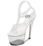 Platform Sandals Women High Heels 17CM Walking Show Outside Large Size Transparent Women ShoesSummer Wedding Pumps Thin