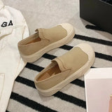 Soled Canvas Loafer Shoes for Women's Design Sense Board Shoes Biscuit Shoes Color Matching Slip on Flats Casual