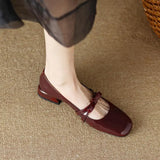 for Women 2023 Mary Jane Red Ladies Summer Footwear Japanese Style Lolita Low Heel Elegant with Bow Gothic Square Toe